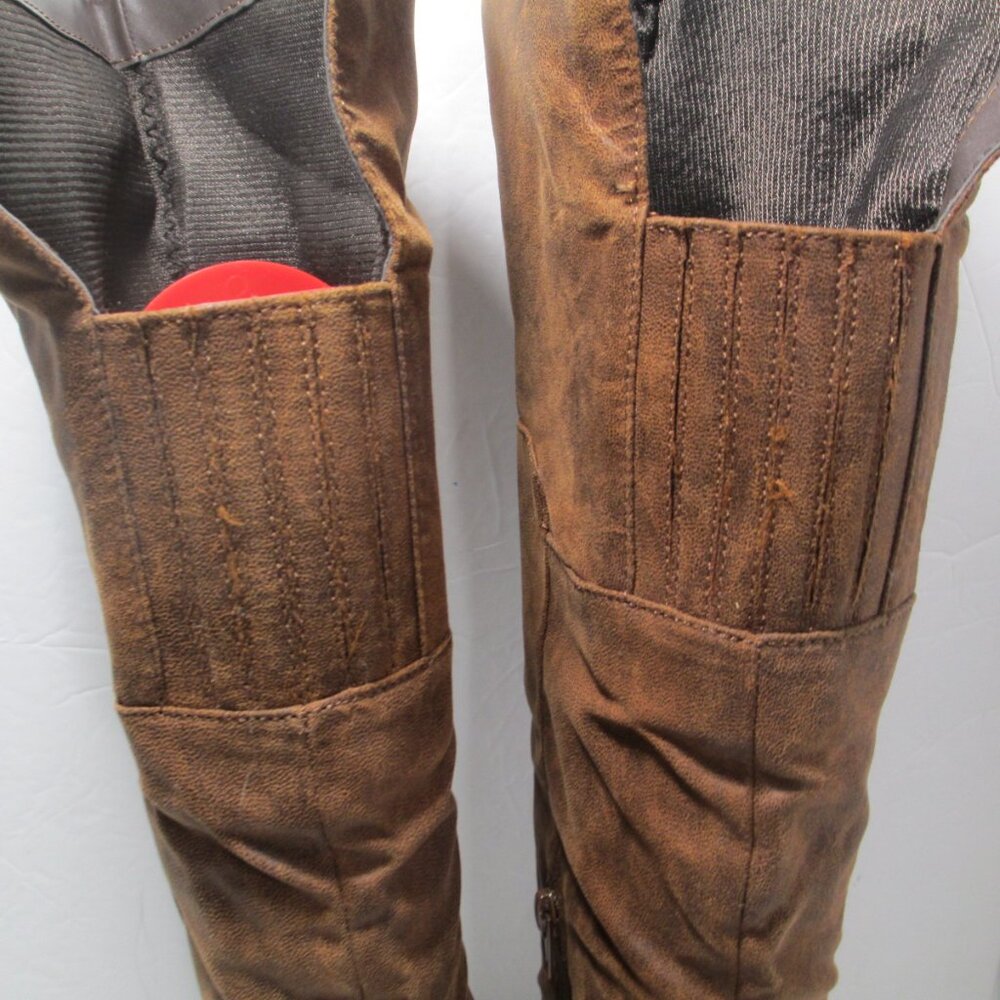 NEW Qupid Over The Knee Boots Brown Faux Suede Size 6 - Picture 5 of 9